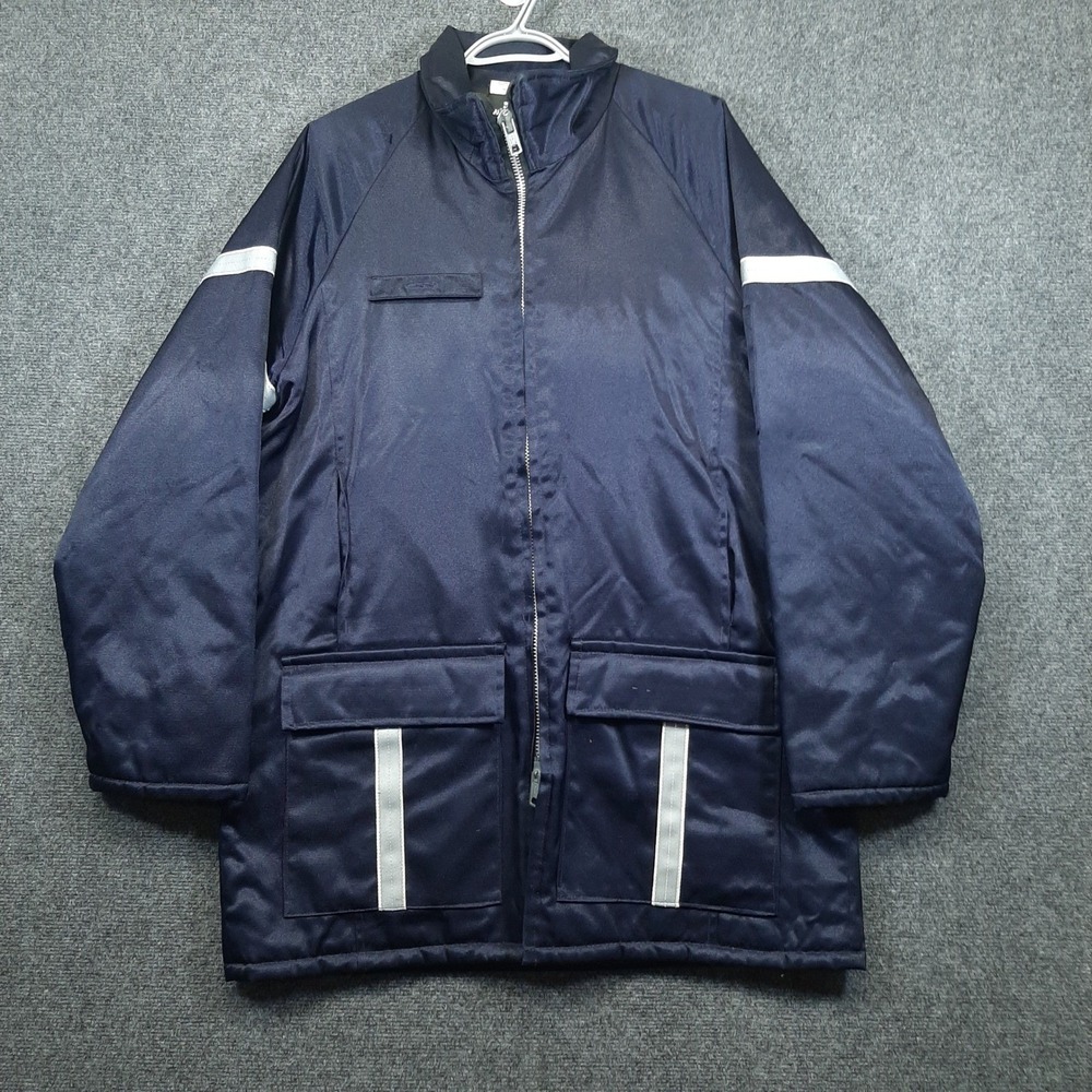 Unitog Quilt Lined Parka Navy Blue Medium Mens Reflective Hooded Work Jacket